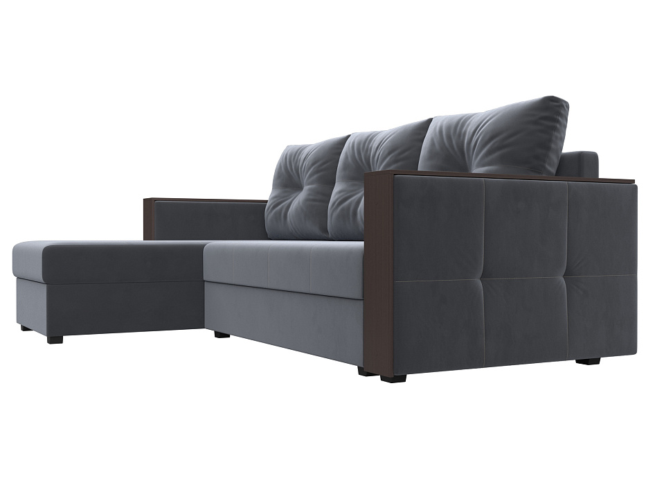 Диван угловой Валенсия Лайт левый угол (seven 17 серый)