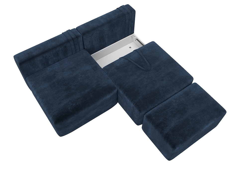 Диван прямой модульный с пуфом Лига-060 НПБ (tower 13 синий)