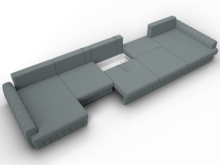 Диван П-образный Лига-057 НПБ МегаЛонг (амур 07 серый)