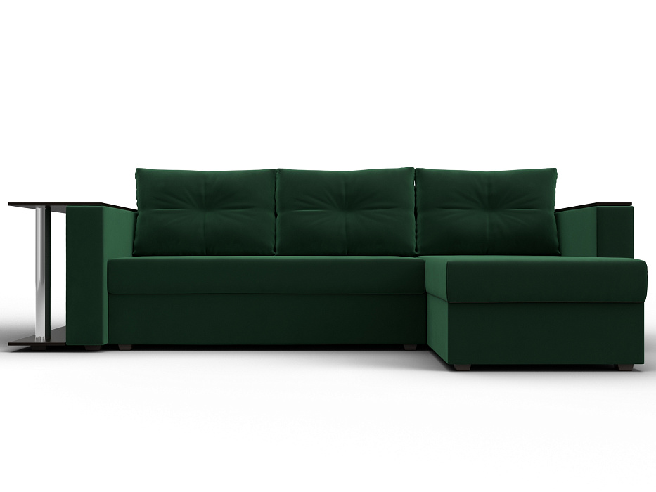 Диван угловой Атланта со столом правый угол (seven 626 зеленый)
