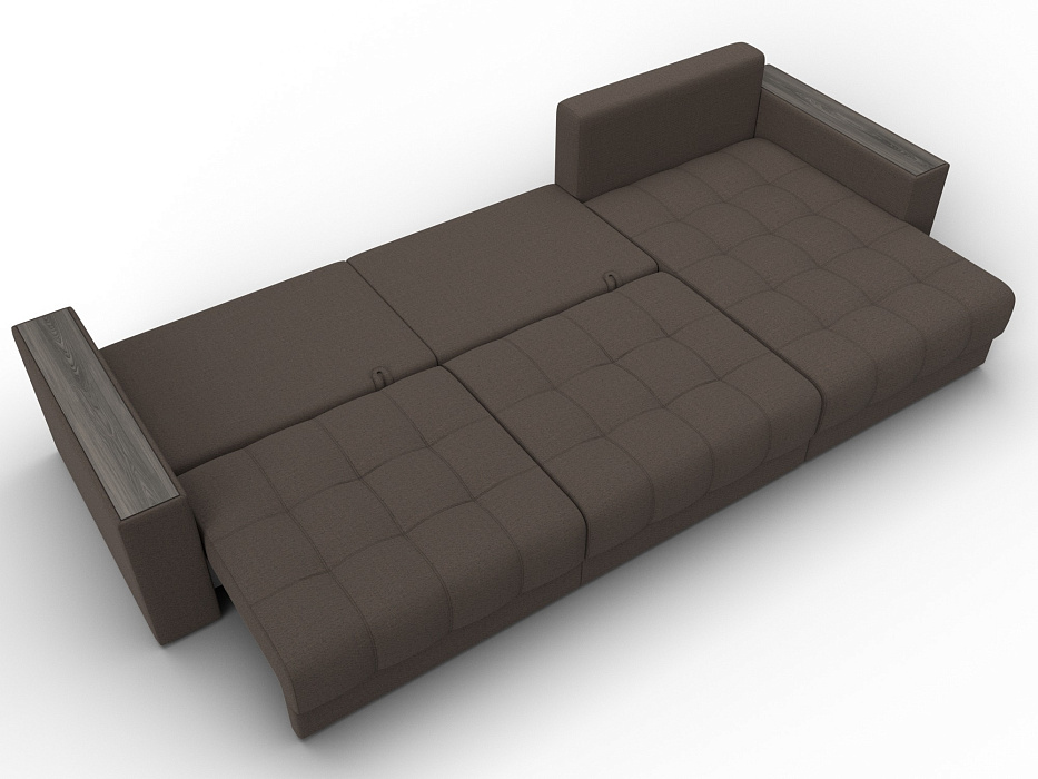 Диван угловой с декором Лига-049 НПБ Лонг (амур 05 коричневый)