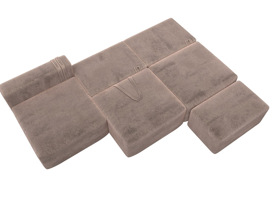 Диван угловой модульный с пуфом Лига-060 НПБ Лонг угол универсальный (tower 05 бежевый)