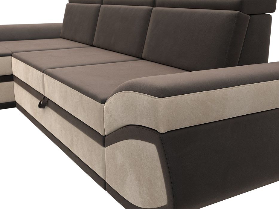 Диван угловой Лига-032 левый угол (seven 727 коричневый;seven 729 бежевый)
