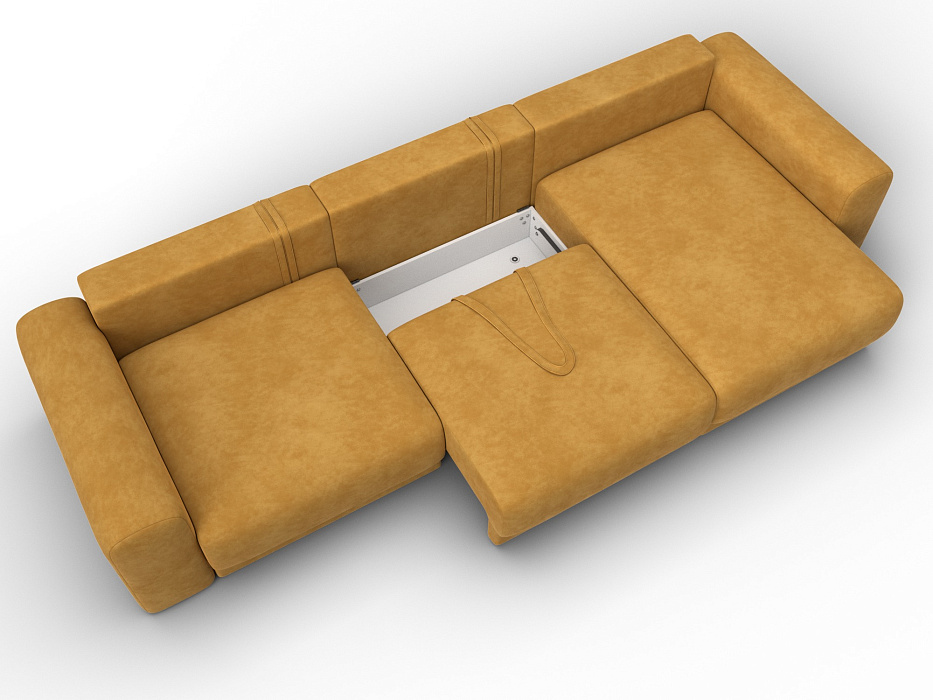 Диван угловой Лига-056 НПБ Лонг угол универсальный (brut 10 желтый)