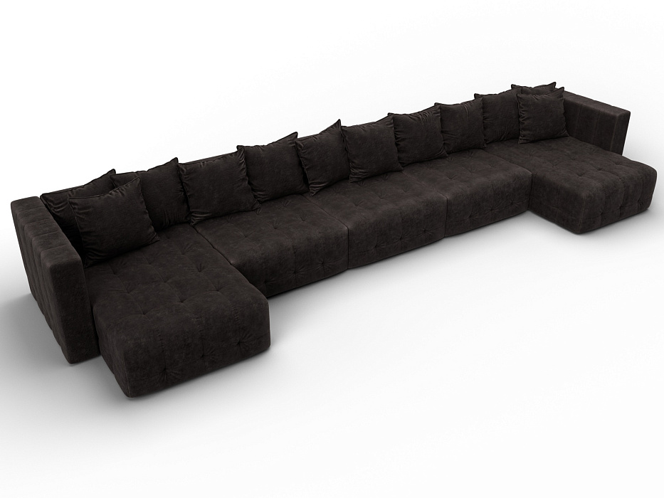 Диван П-образный Лига-052 НПБ МегаЛонг (brut 17 коричневый)