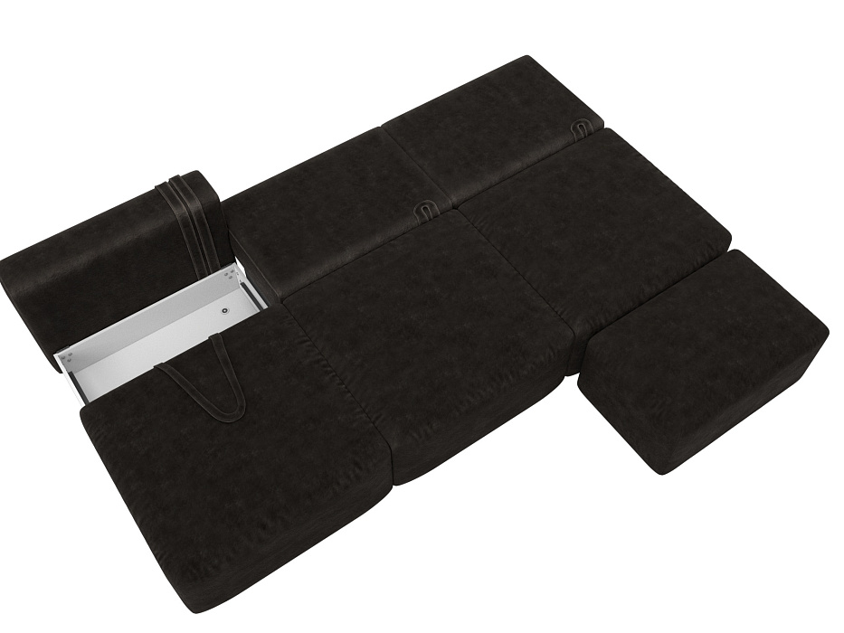 Диван прямой модульный с пуфом Лига-060 НПБ Лонг (brut 17 коричневый)