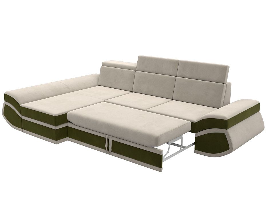 Диван угловой Лига-032 левый угол (бежевый;зеленый)