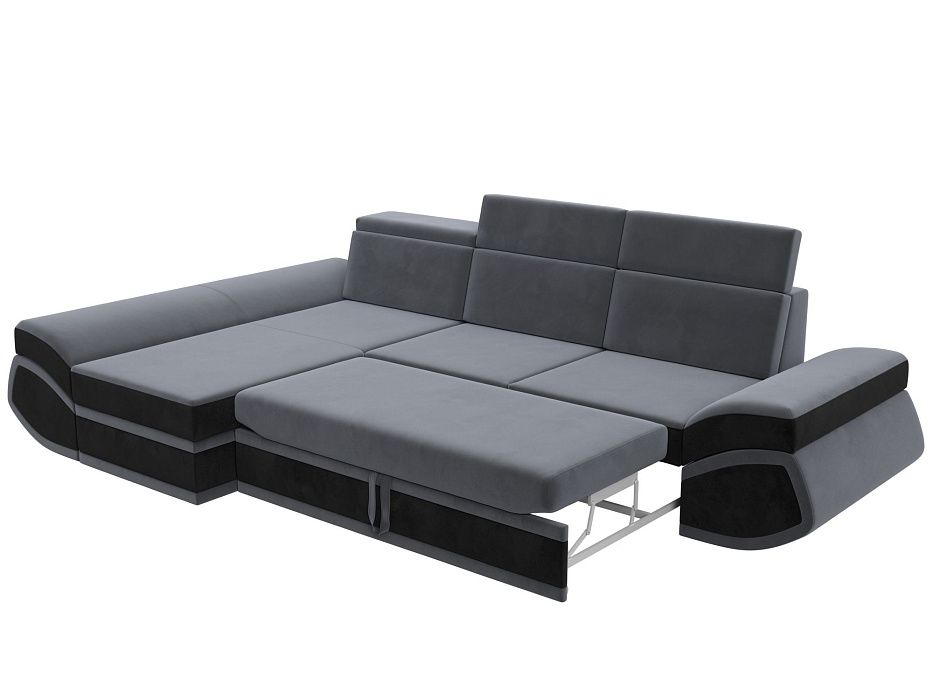 Диван угловой Лига-032 левый угол (seven 17 серый;seven 35 черный)