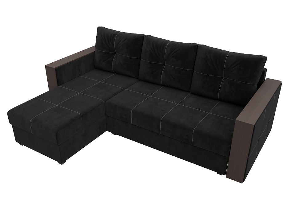 Диван угловой Валенсия Лайт левый угол (seven 35 черный)