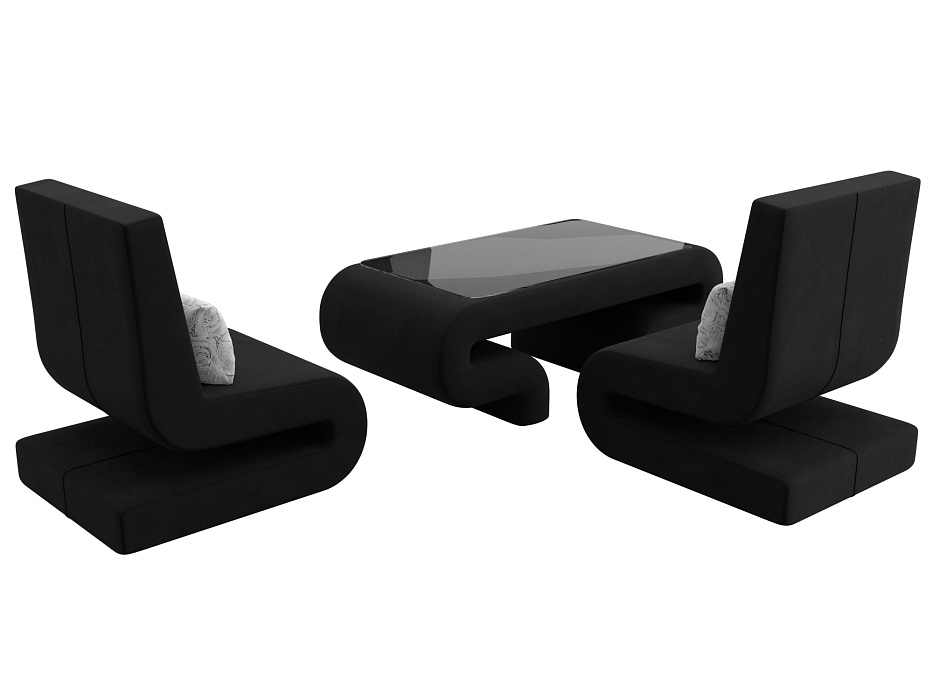 Набор Волна-3 (стол, 2 кресла) (черный;серый)