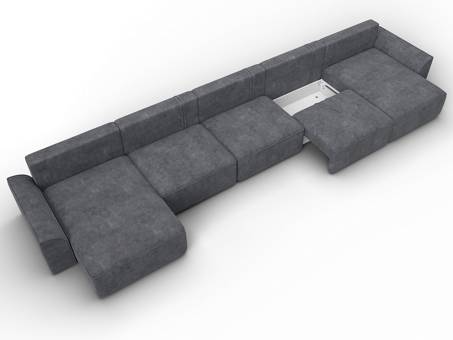 Диван П-образный Лига-048 НПБ МегаЛонг (brut 16 темно-серый)