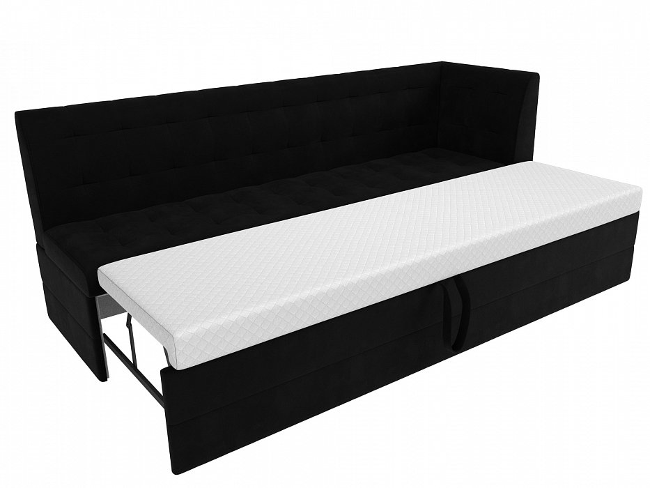 Диван кухонный прямой Бриз с углом справа (черный)