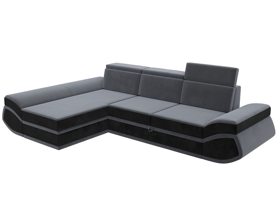 Диван угловой Лига-032 левый угол (seven 17 серый;seven 35 черный)