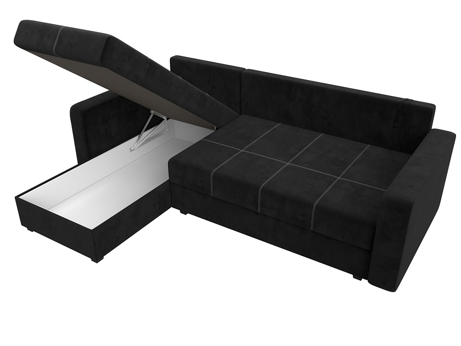 Диван угловой Ливерпуль Лайт левый угол (seven 35 черный)