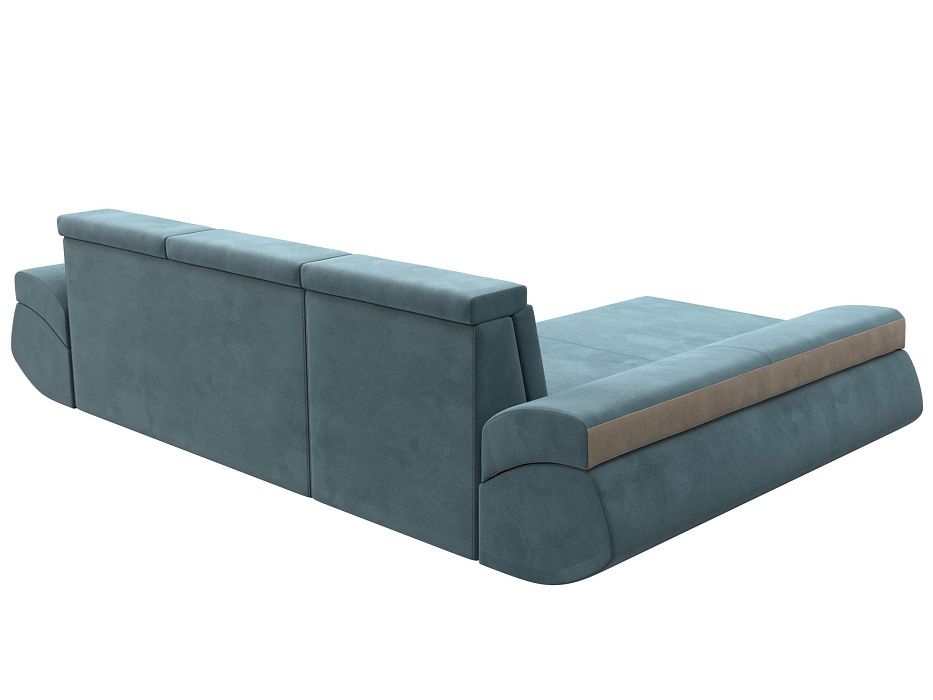 Диван угловой Лига-032 левый угол (seven 113 бирюзовый;seven 729 бежевый)