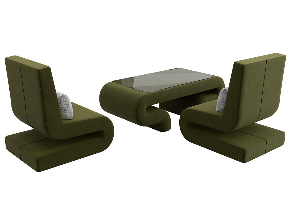 Набор Волна-3 (стол, 2 кресла) (зеленый;серый)