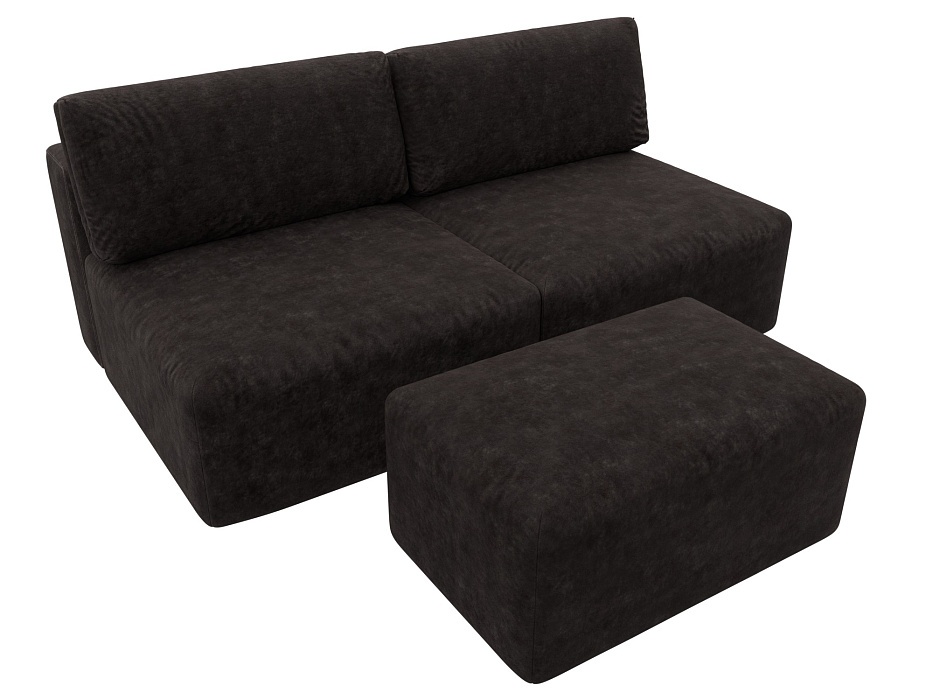 Диван прямой модульный с пуфом Лига-060 НПБ (brut 17 коричневый)