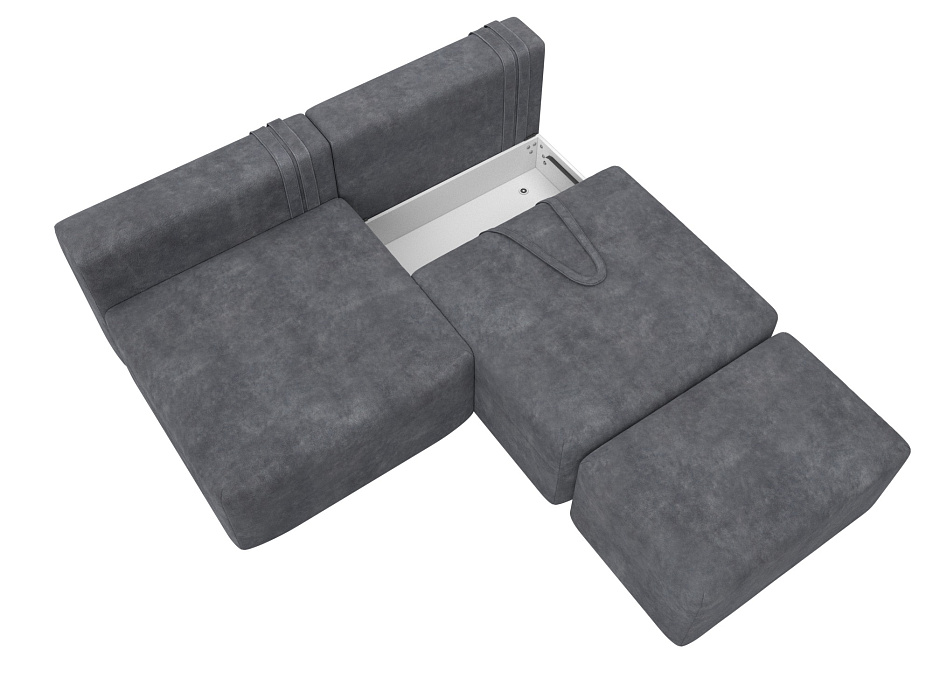 Диван прямой модульный с пуфом Лига-060 НПБ (brut 16 темно-серый)