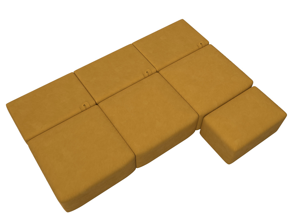 Диван прямой модульный с пуфом Лига-060 НПБ Лонг (brut 10 желтый)