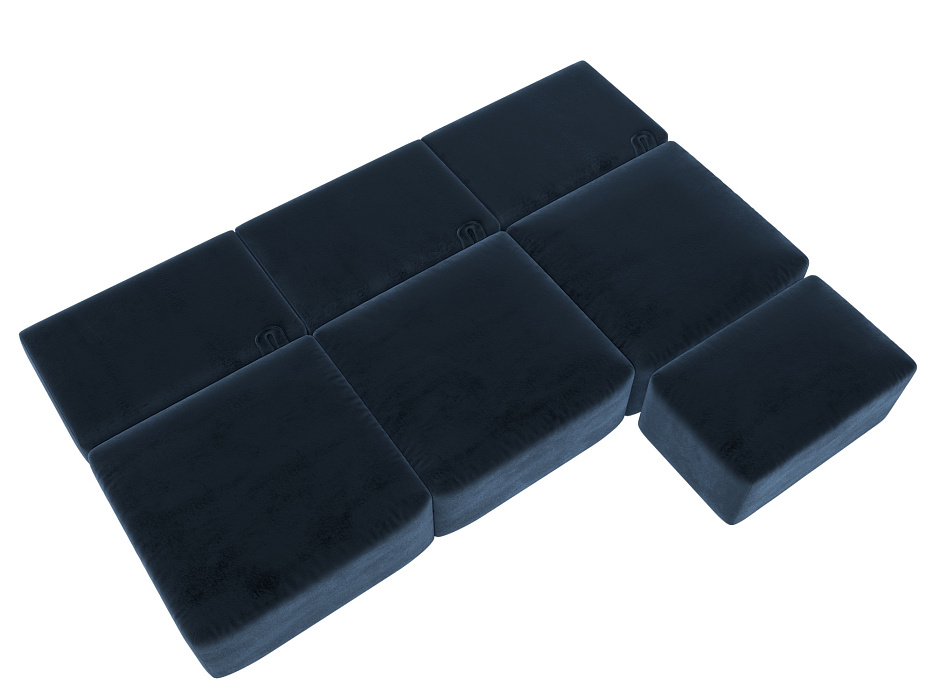 Диван прямой модульный с пуфом Лига-060 НПБ Лонг (tower 13 синий)