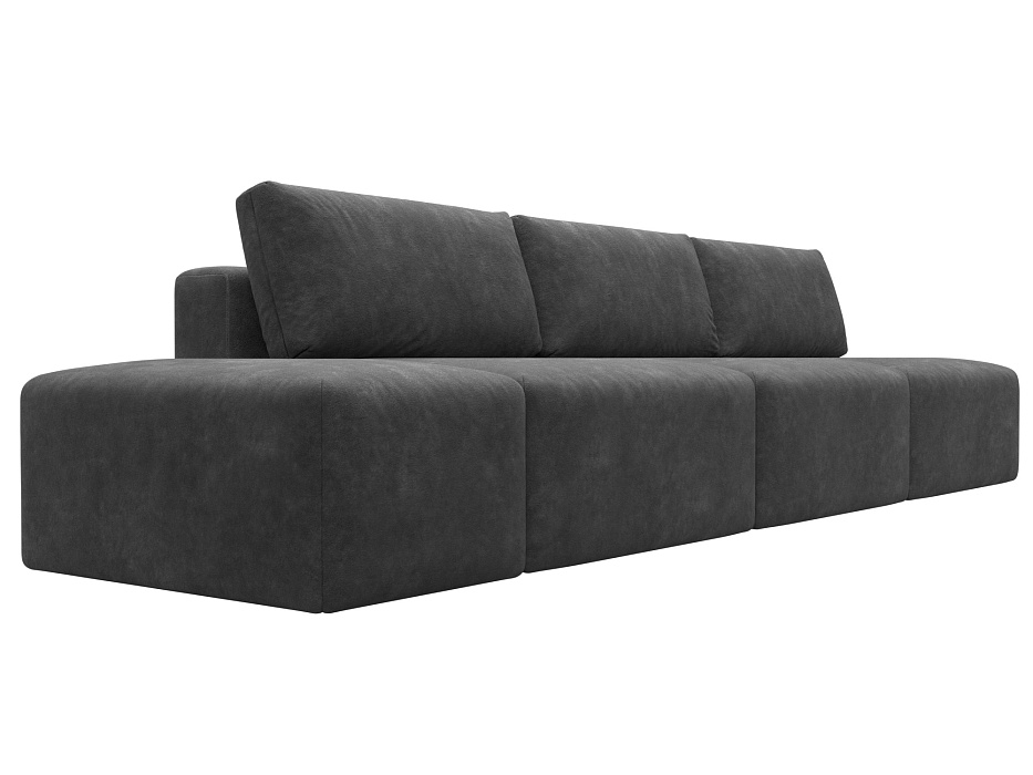 Диван прямой модульный с пуфом Лига-060 НПБ Лонг (brut 16 темно-серый)