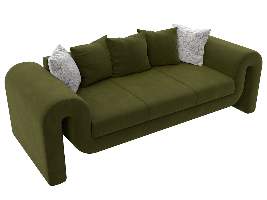 Диван прямой Волна (зеленый;серый)