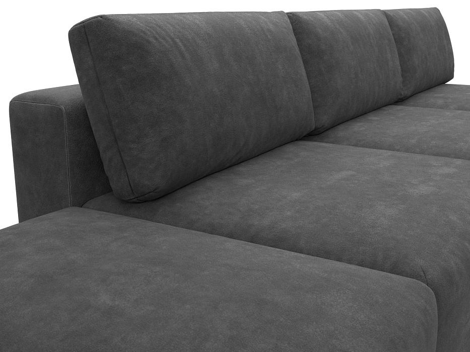 Диван прямой модульный с пуфом Лига-060 НПБ Лонг (brut 16 темно-серый)