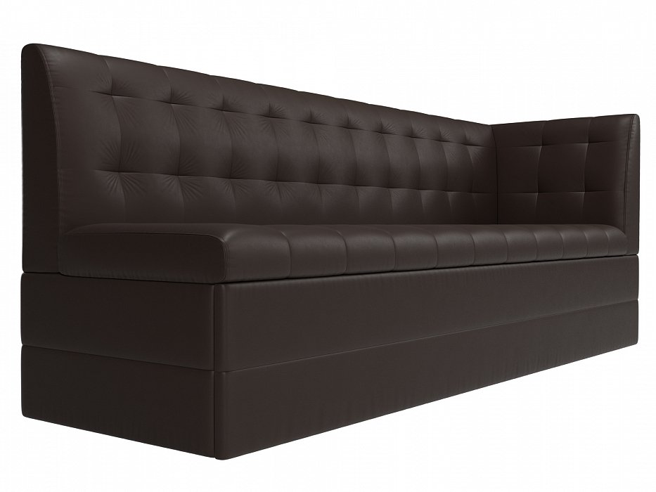 Диван кухонный прямой Бриз с углом справа (коричневый)