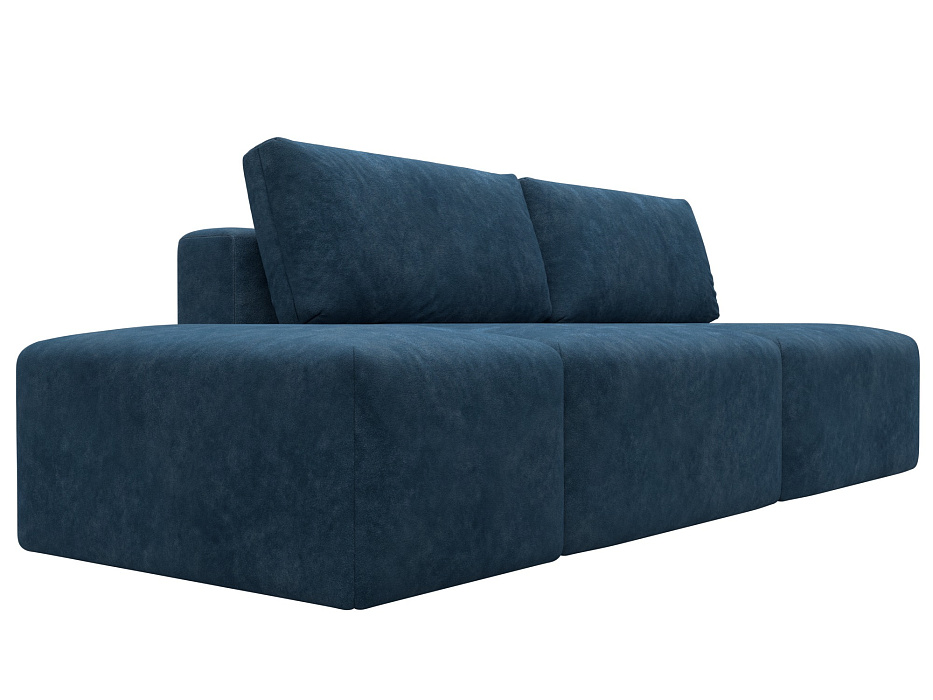Диван прямой модульный с пуфом Лига-060 НПБ (brut 11 синий)