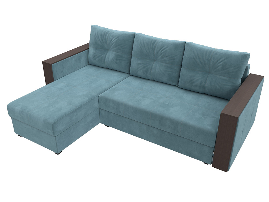 Диван угловой Валенсия Лайт левый угол (seven 113 бирюзовый)