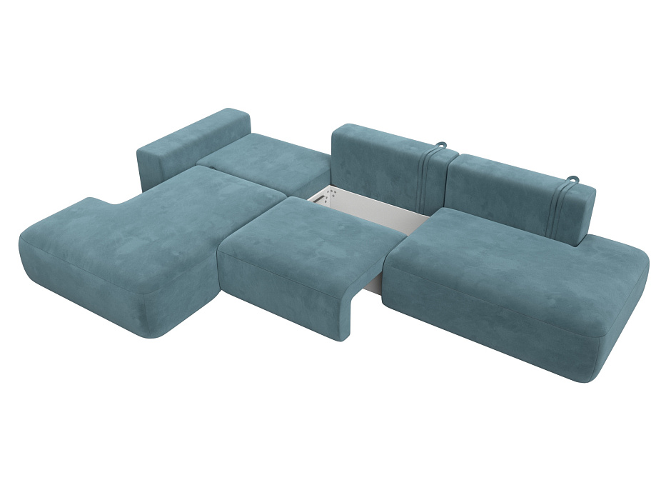 Диван угловой Лига-036 НПБ Модерн Лонг левый угол (seven 113 бирюзовый)