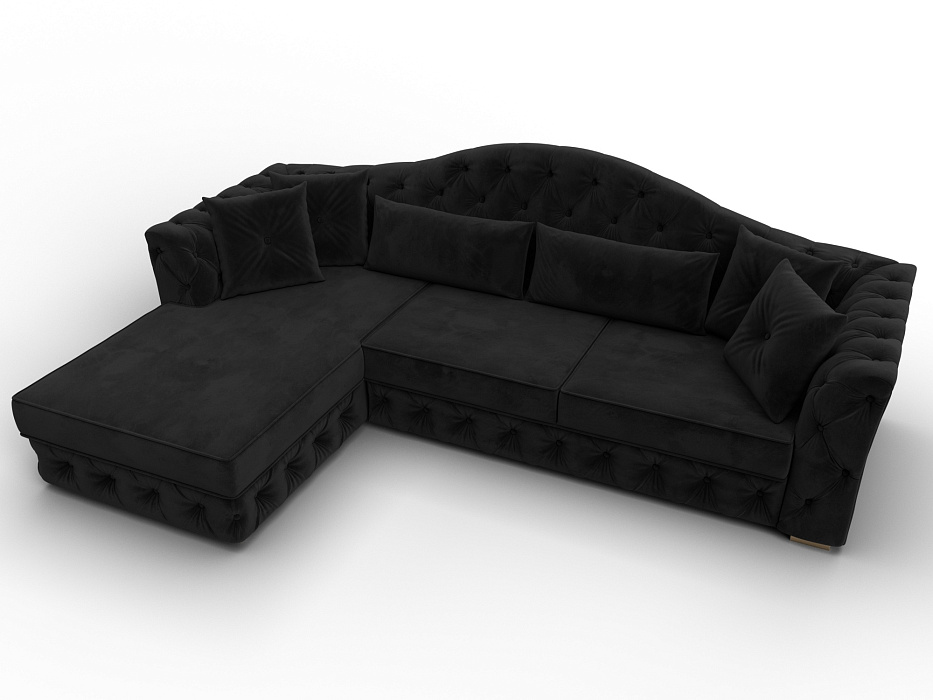 Диван угловой Артис левый угол (seven 35 черный)