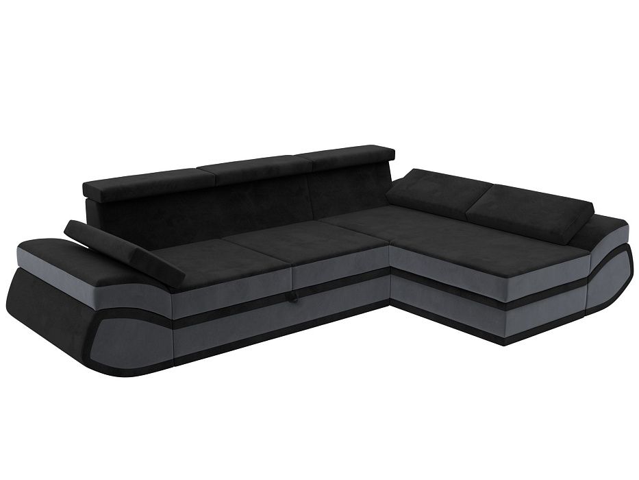 Диван угловой Лига-032 правый угол (seven 35 черный;seven 17 серый)