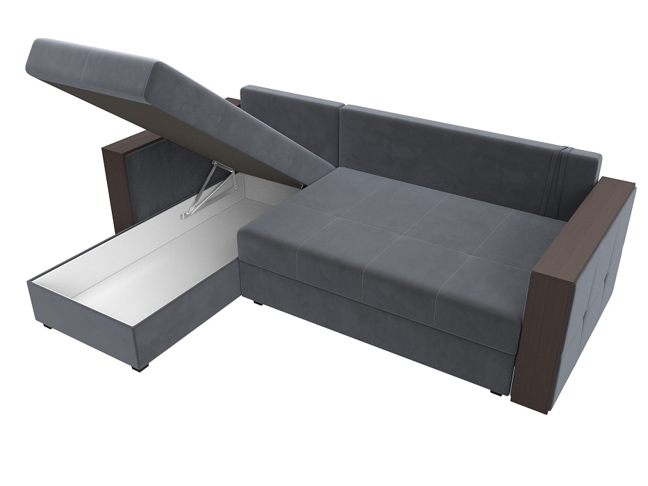 Диван угловой Валенсия Лайт левый угол (seven 17 серый)