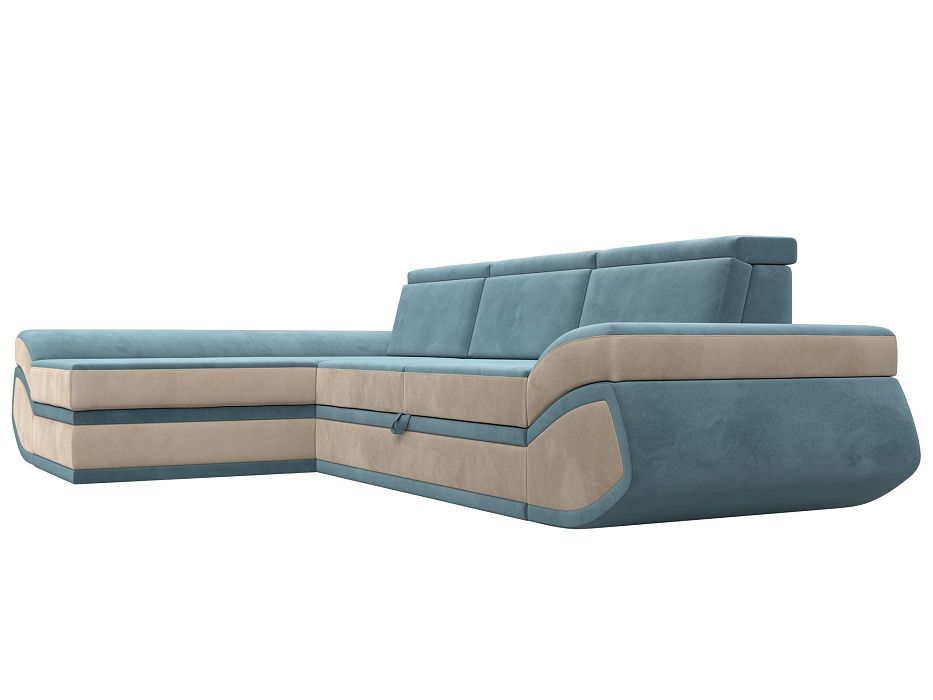 Диван угловой Лига-032 левый угол (seven 113 бирюзовый;seven 729 бежевый)