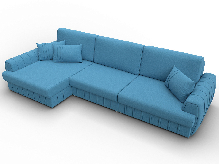 Диван угловой Лига-057 НПБ Лонг угол левый (амур 10 голубой)