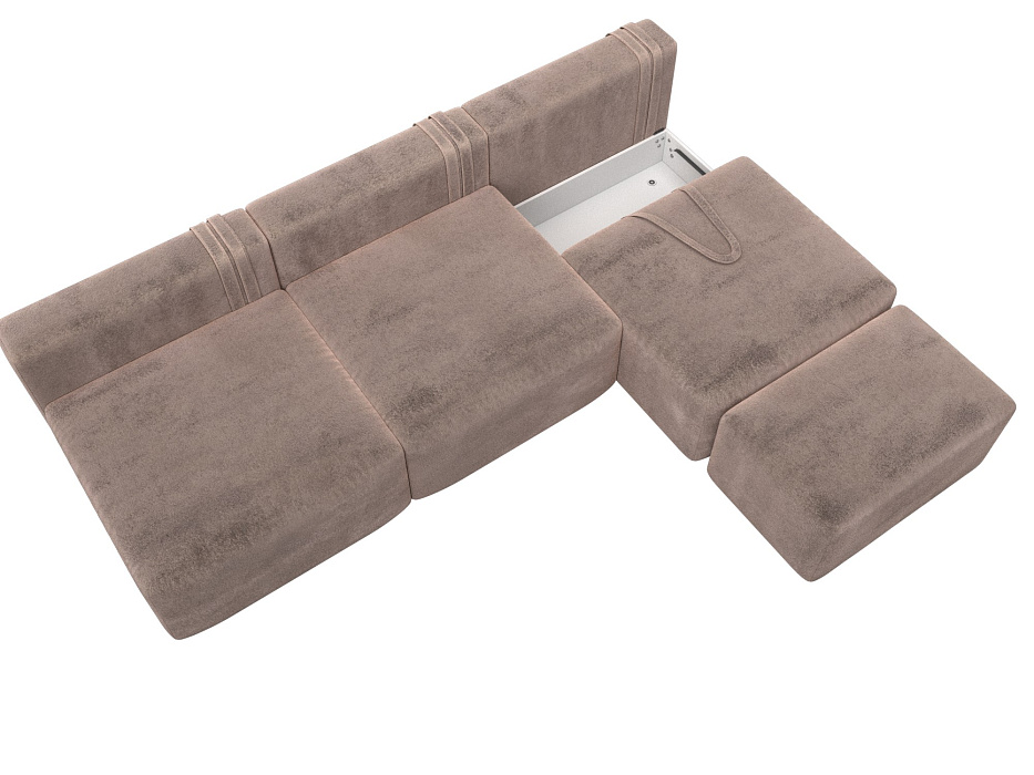 Диван прямой модульный с пуфом Лига-060 НПБ Лонг (tower 05 бежевый)