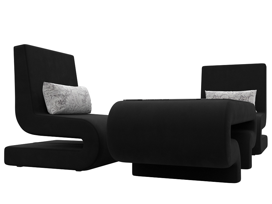 Набор Волна-3 (стол, 2 кресла) (черный;серый)