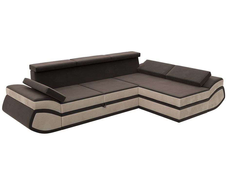Диван угловой Лига-032 правый угол (seven 727 коричневый;seven 729 бежевый)