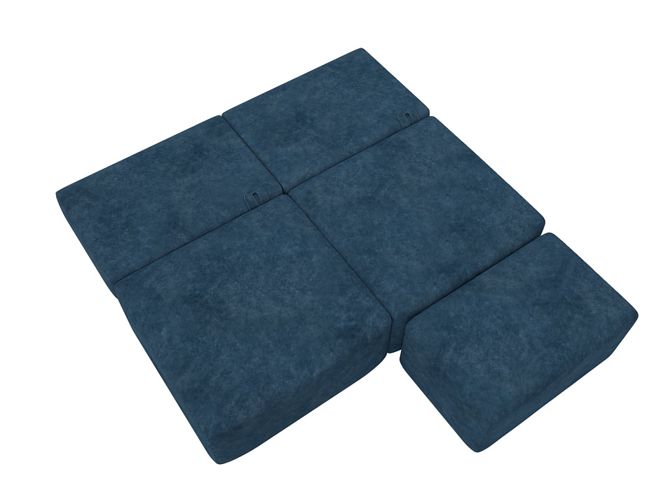 Диван прямой модульный с пуфом Лига-060 НПБ (brut 11 синий)