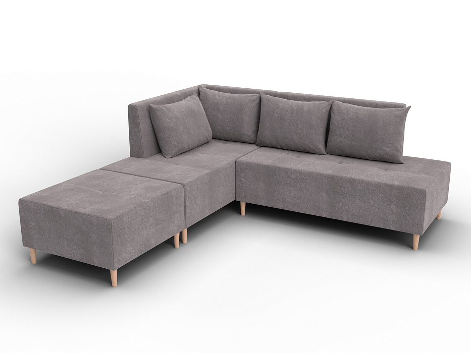 Диван угловой модульный с пуфом Лига-126 угол левый (laim 04 бежевый)