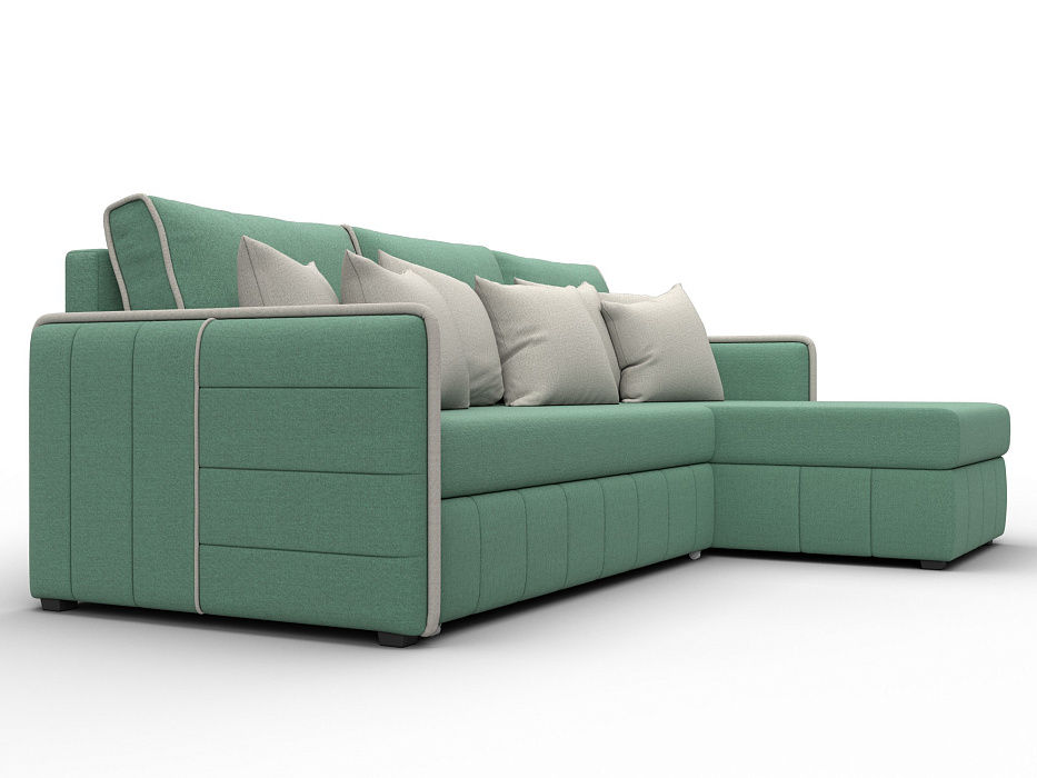 Диван угловой Лига-078 угол универсальный (амур 11 зеленый/амур 02 бежевый)