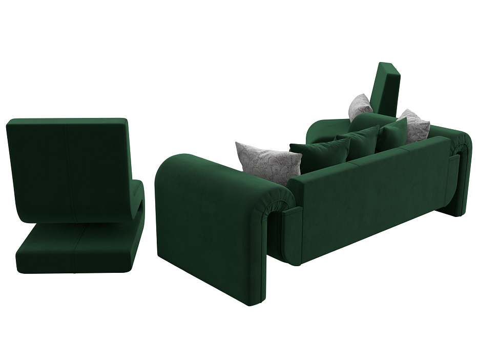 Набор Волна-1 (диван, 2 кресла) (seven 626 зеленый;seven 17 серый)