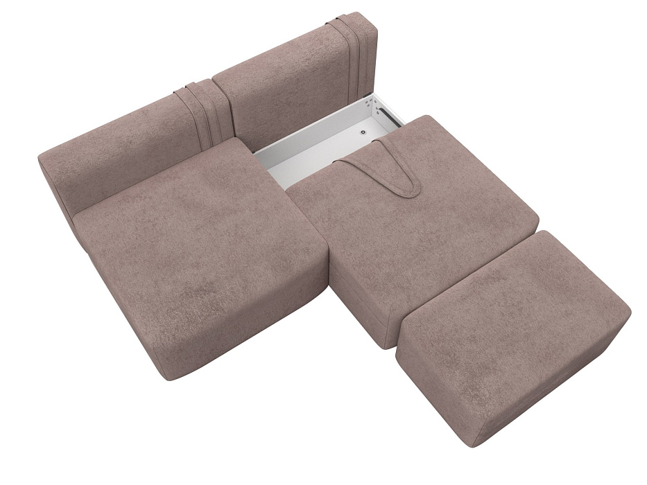 Диван прямой модульный с пуфом Лига-060 НПБ (tower 05 бежевый)