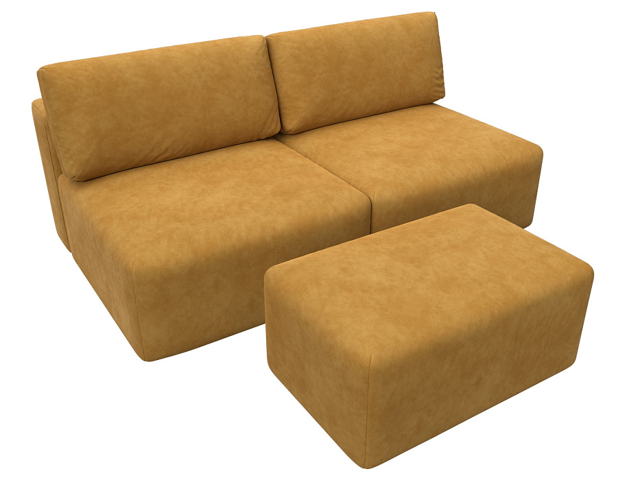 Диван прямой модульный с пуфом Лига-060 НПБ (brut 10 желтый)