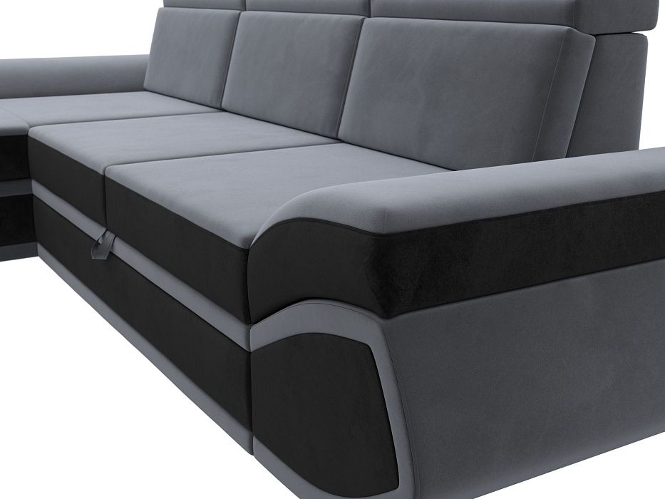 Диван угловой Лига-032 левый угол (seven 17 серый;seven 35 черный)