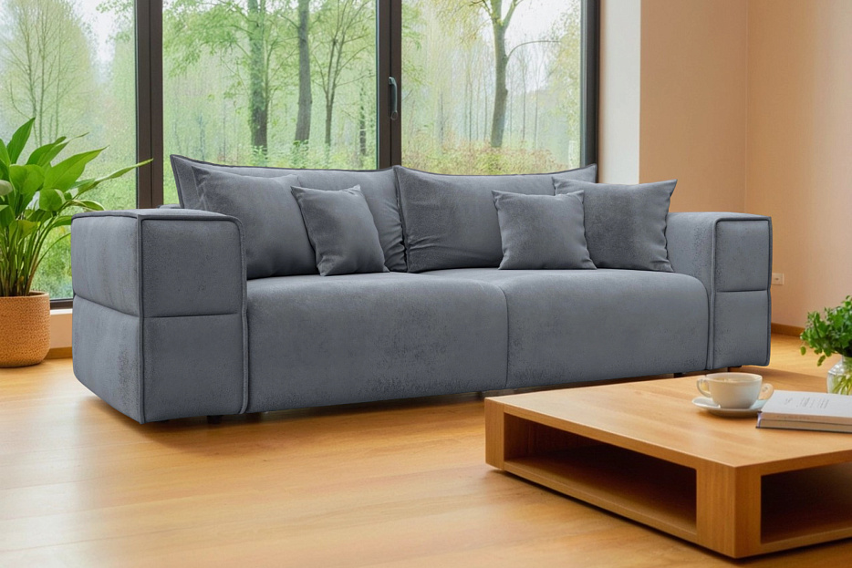 Диван прямой Лига-058 НПБ (tower 10 серый)