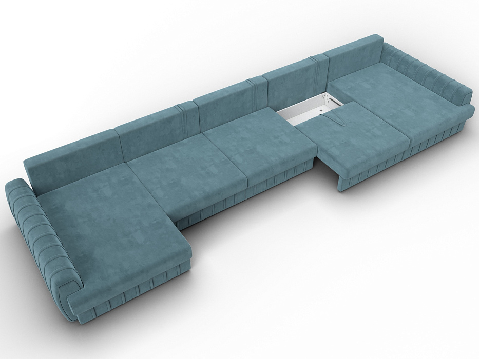 Диван П-образный Лига-057 НПБ МегаЛонг (seven 113 бирюзовый)