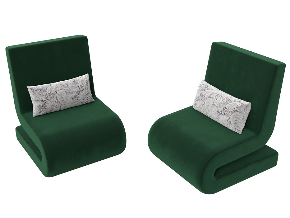 Кресло Волна (2 шт.) (seven 626 зеленый;seven 17 серый)