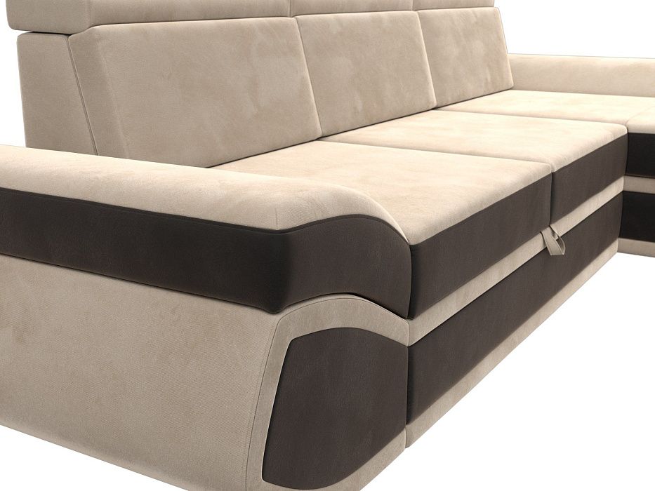 Диван угловой Лига-032 правый угол (seven 729 бежевый;seven 727 коричневый)